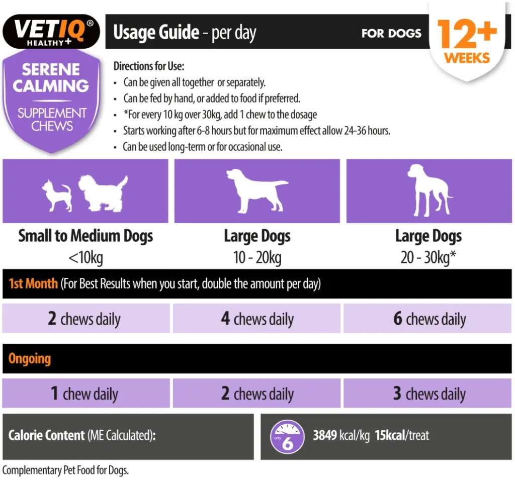 VETIQ Serene Calming Chews Dosage